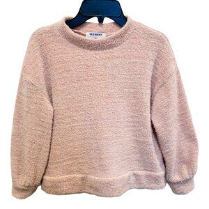 Girls’ Textured Chenille Sweatshirt — Mock Neck — Pink (EUC)